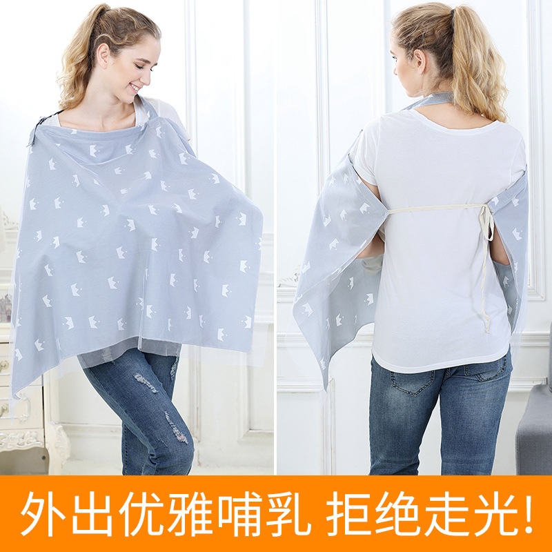 Algodón de enfermería cubierta de mama-cubierta Toalla de enfermería chal de verano ropa de lactancia materna anti-exposición blusa