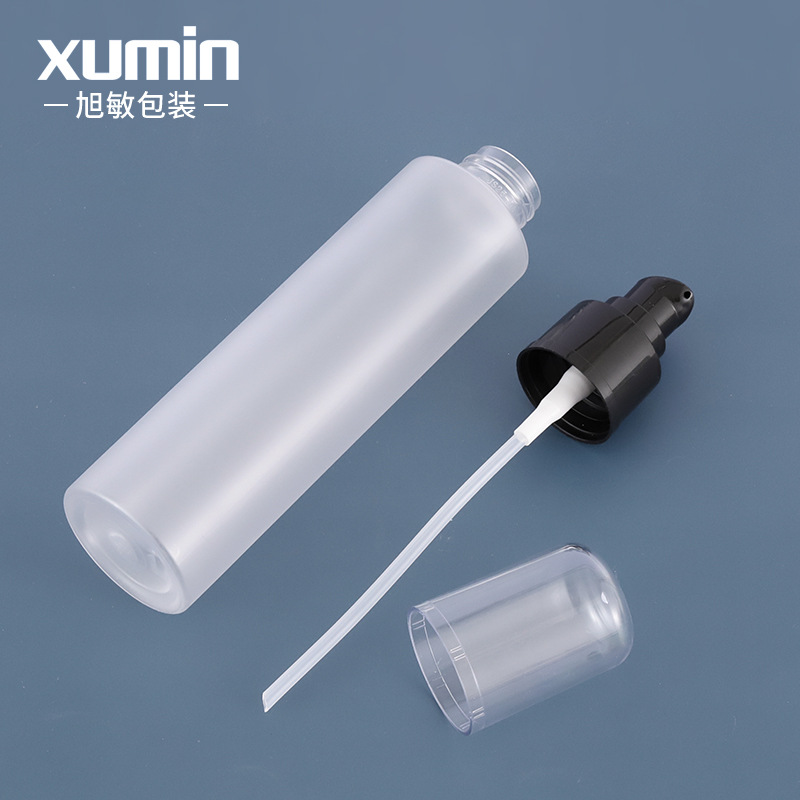 En stock 150ml de loción de hombro plano esmerilado bomba de presión botella esencia botella de líquido portátil sub-embalaje botella vacía Xumin material de embalaje