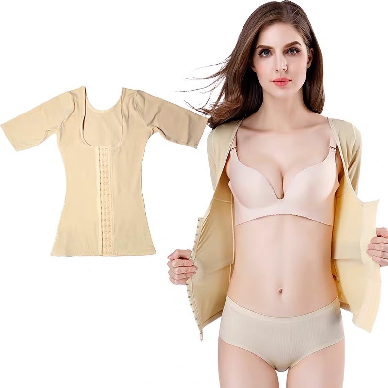 Buttoned Short-Sleeved Tummy-Tightening Waist Shaping Top, Restraint Body-Shaping Intimates, Split Vest, Body-Shaping Garment, Bodysuit, Plus Size Women