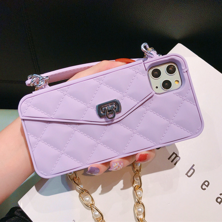 Suitable for iPhone 17 Phone Case, Chanel-Style Quilted Design, Can Insert Cards, Wallet with Lanyard, New Model for Apple 16 Protective Case