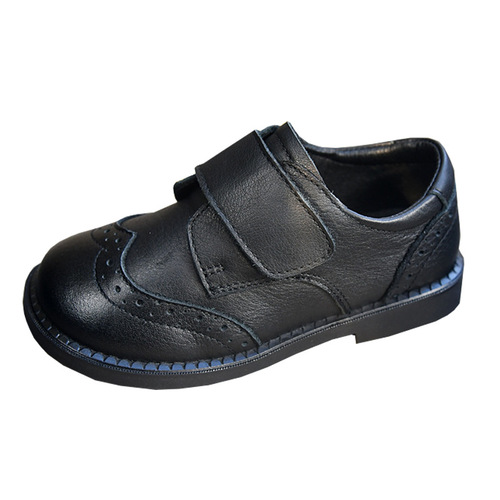 Children's leather shoes for boys and girls, black leather shoes, spring and autumn ceremonial shoes, performance shoes, college style baby soft leather