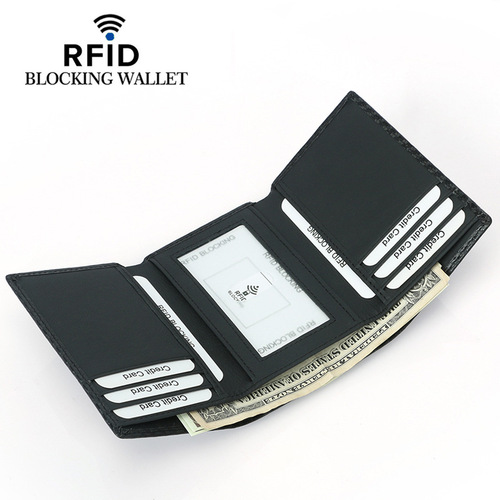 Amazon cross-border e-commerce carbon fiber large capacity RFID men's wallet 30% off multi-card slot cowhide wallet for men