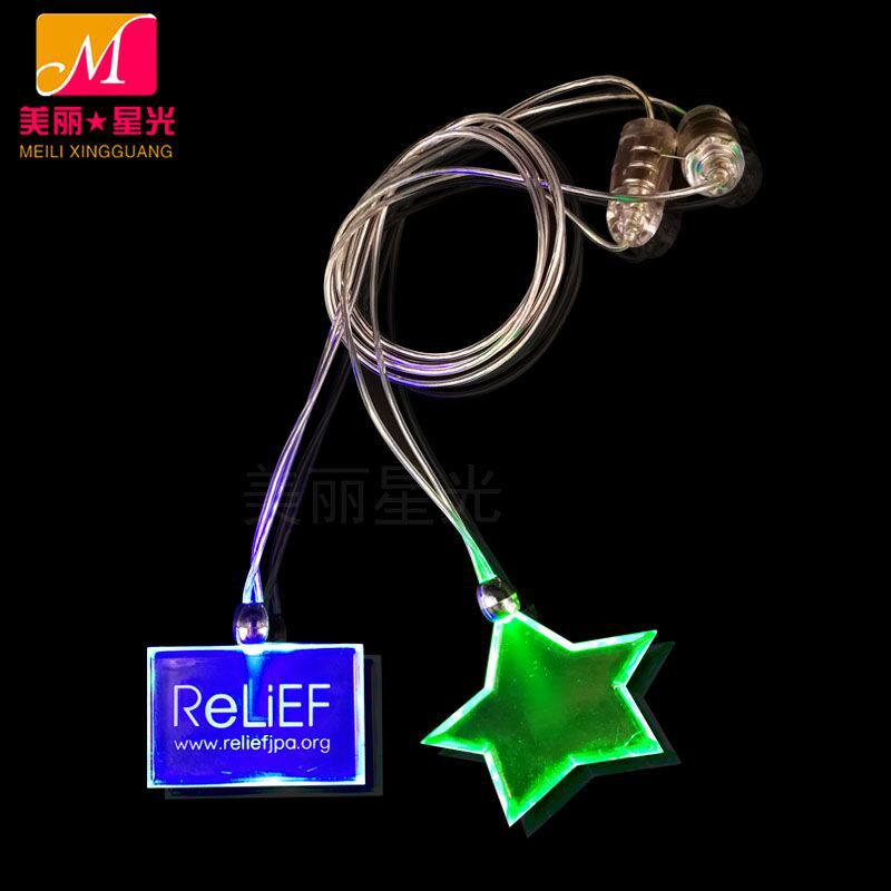 AliExpress wish nuevo collar luminoso led etiqueta acrílica transparente luminosa logotipo impreso collar luminoso