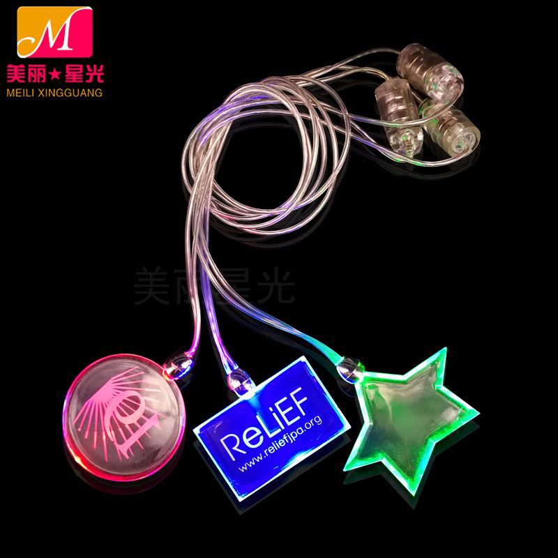 Nuevo collar luminoso led transfronterizo etiqueta luminosa de Navidad collar luminoso acrílico para niños fábrica al por mayor