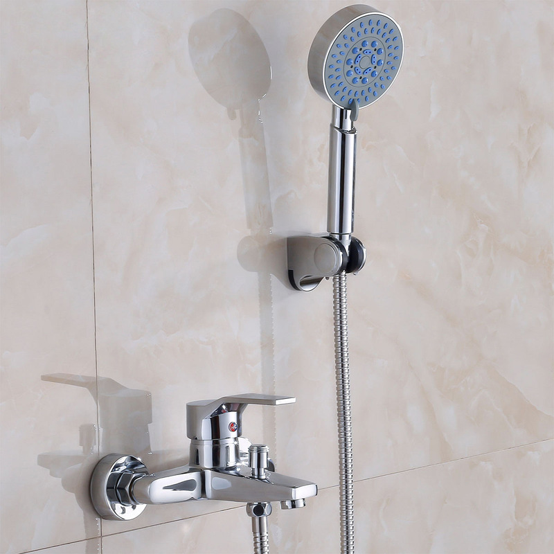 Copper shower faucet hot and cold mixing valve bathroom triple mixing valve bathtub water heater simple shower suit