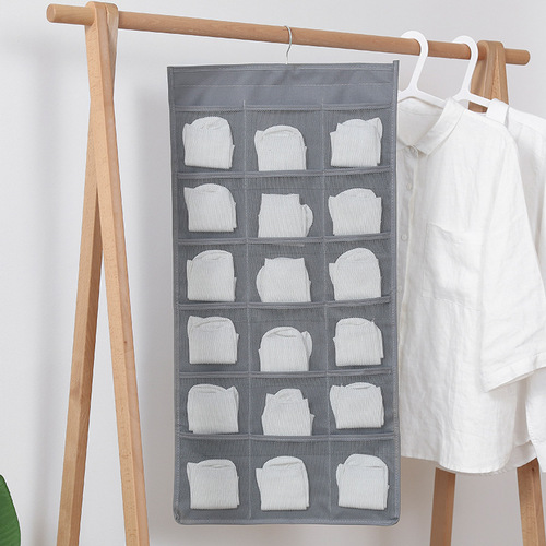 Double-sided hanging bag storage and organization bag 15 grids 30 grids wall-mounted double-sided underwear and socks storage hanging bag wardrobe storage