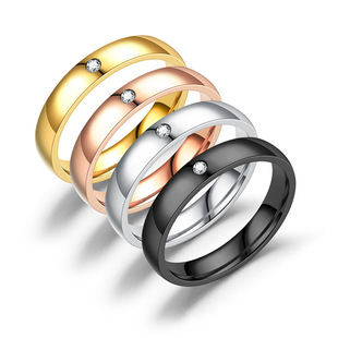 Korean version of niche non-fading titanium steel diamond ring smooth stainless steel couple ring Women's wholesale jewelry