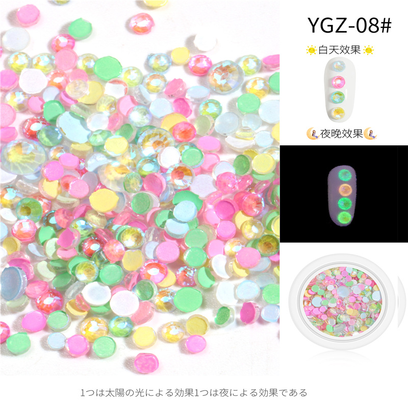 Popular online popular arte de uñas luminoso diamante fluorescente diamante Super Flash mezclado multi-Corte plana diamante joyería fábrica directa