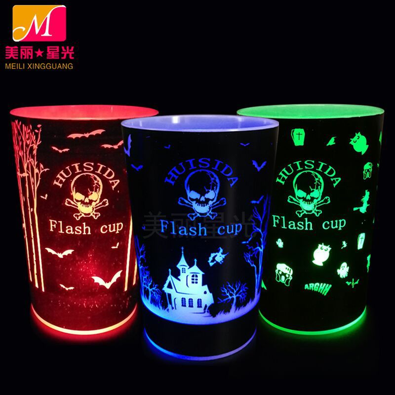 Taza luminosa LED de plataforma transfronteriza Taza luminosa de inducción de agua Plástico de grado alimenticio 350ml Taza luminosa impresa completa