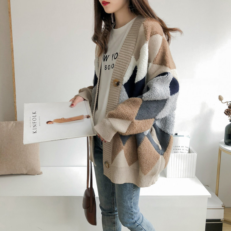 2023 nuevo estilo coreano suéter de hadas cardigan mujeres sueltas ins super popular Top perezoso estilo grueso suéter