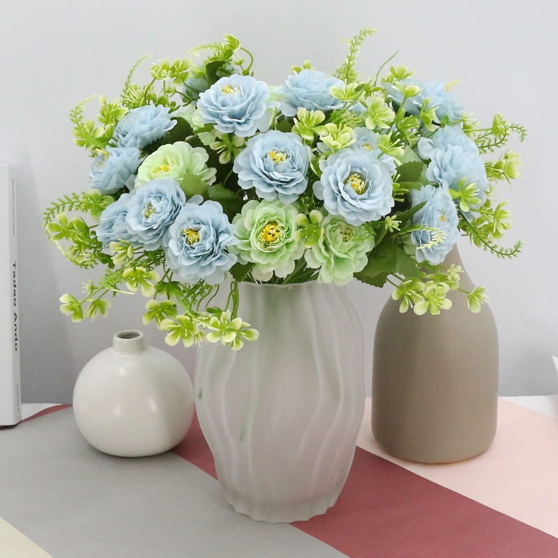 7 Head hibiscus flower wedding decoration simulation bouquet hibiscus flower factory direct supply simulation bouquet rose silk flower