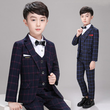 【特价清仓】童装秋冬新款男童小西装格子儿童西服英伦风小孩礼服