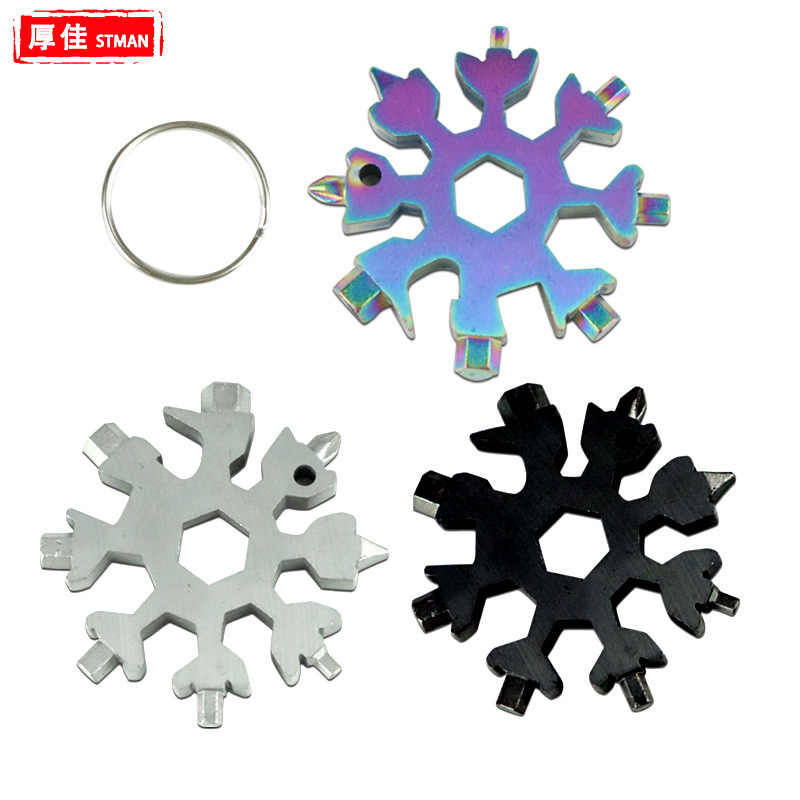 Amazon multifuncional EDC copo de nieve llave forma hexagonal octogonal copo de nieve Llave multiusos gadget al por mayor