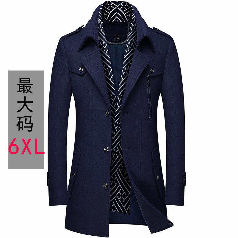 Cross-border special for foreign trade thickened men's wool woolen trench coat scarf collar mid-length woolen overcoat coat men's clothing Cross-border special for foreign trade thickened men's wool woolen trench coat scarf collar mid-length woolen overcoat coat men's clothing