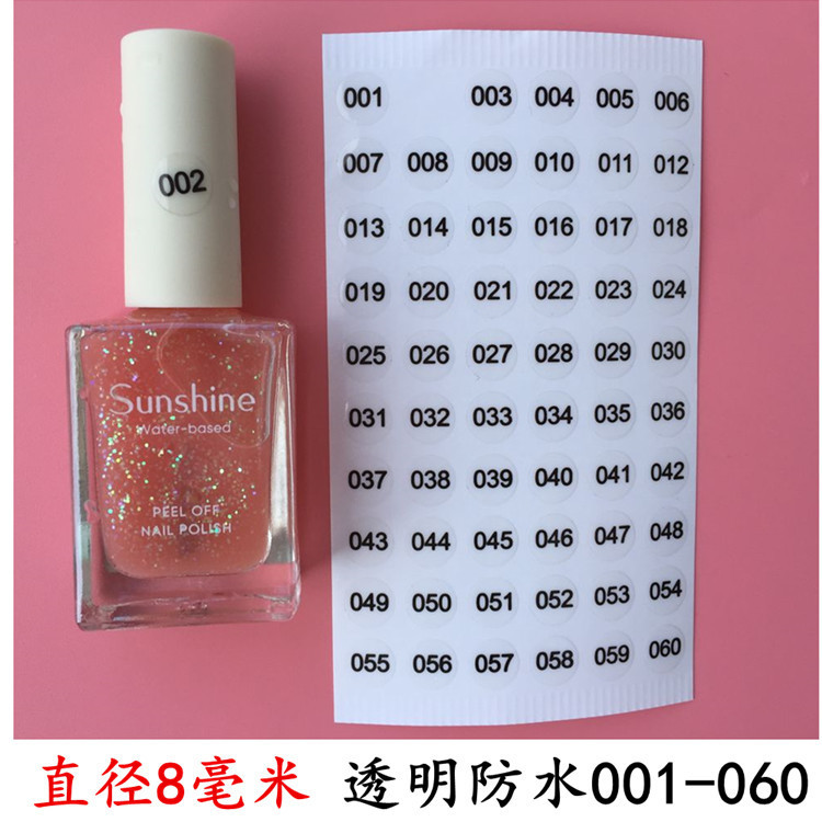 8mm transparent nail polish bottle number change sticker number 1-240 nail polish number label sticker number 1-60