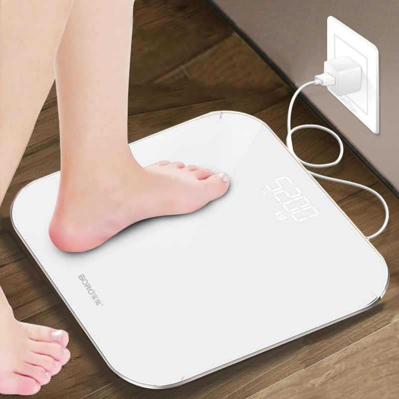 Умная весы для тела BORO Baolan, LED скрытый экран, USB-зарядка, 26×26 / 28×28 см