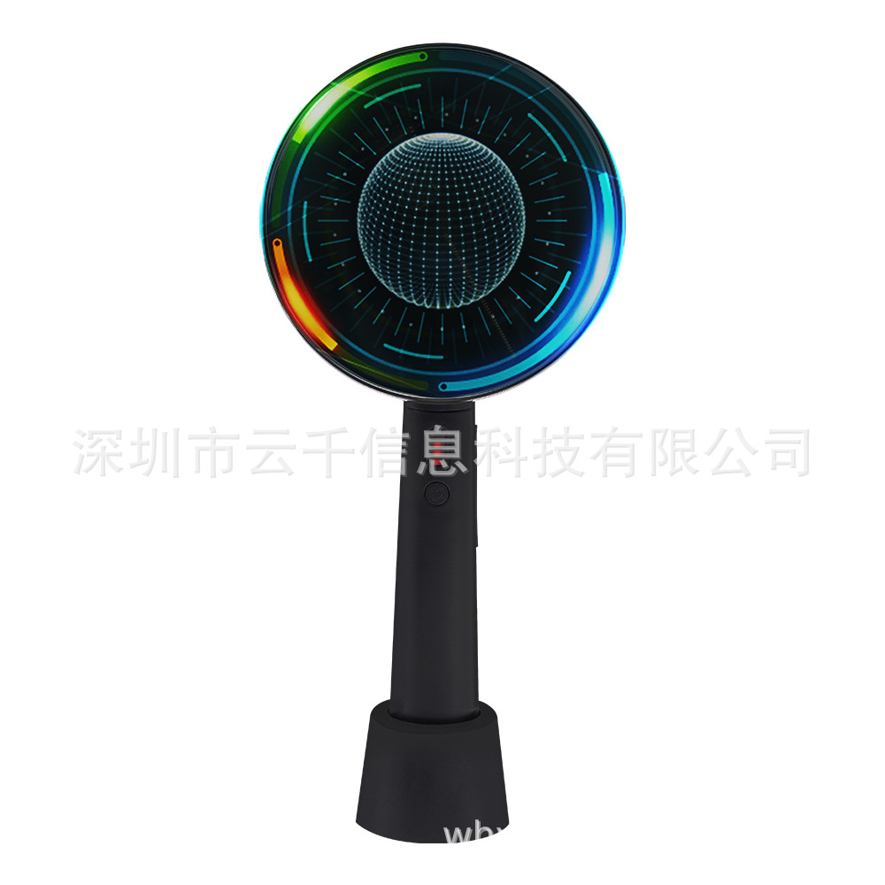 迷你手持3D全息风扇广告机 桌面便携式全息屏 带电池全息LED风扇