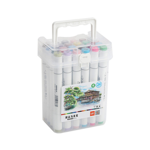 Fun & Creative Triangular Thick Rod Large Capacity Dual-Tip Box Set of Oil Markers for Children's Art and Painting, Wholesale