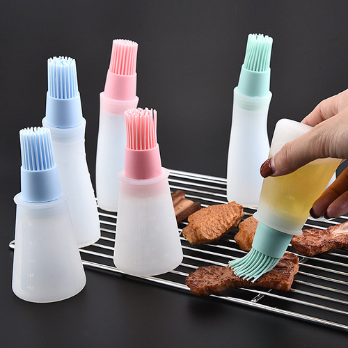 Seasoning sauce brush with scale oil brush bottle silicone barbecue oil brush bottle kitchen utensil gadget barbecue seasoning brush