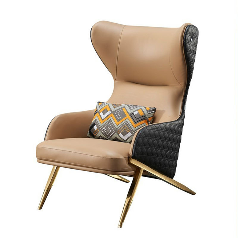 Cuero nórdico solo sofá silla moderna minimalista apartamento dormitorio balcón salón Internet celebridad americana luz sofá de lujo