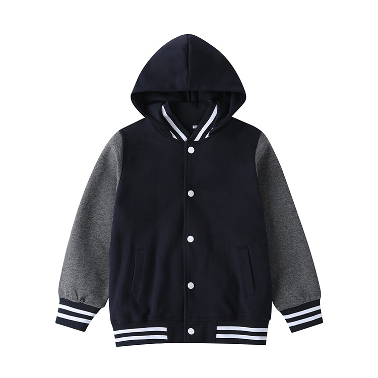 Stady Primary and Secondary School Uniform Set College Style Baseball Uniform British Style Spring and Autumn Winter Hooded Baseball Jacket
