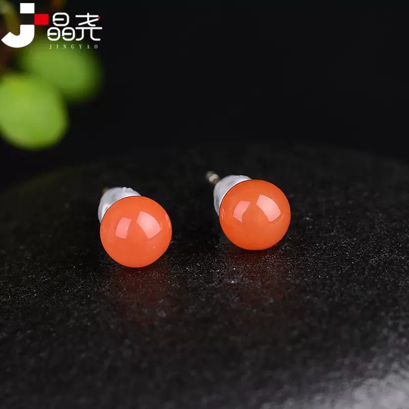 厂供 联合料樱桃红南红玛瑙耳钉女款男灯泡耳饰爱情水晶饰品首饰