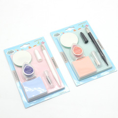 Junesix雕刻專用 橡皮章 新手DIY套裝  水滴印台筆刀橡皮套裝可揭