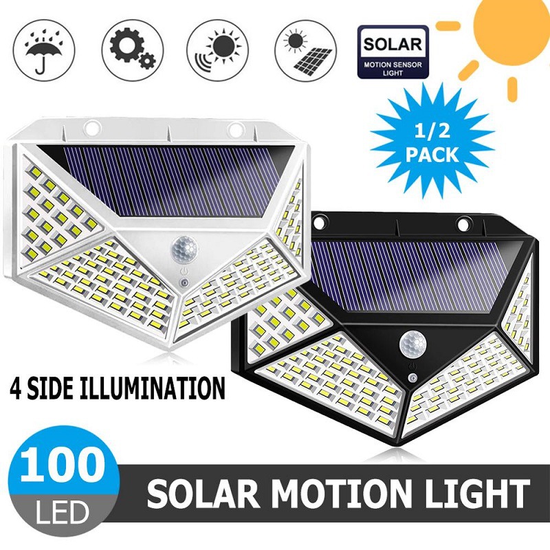 Wilder 114LED solar wall lamp courtyard four-sided luminous solar lamp human induction waterproof outdoor lamp