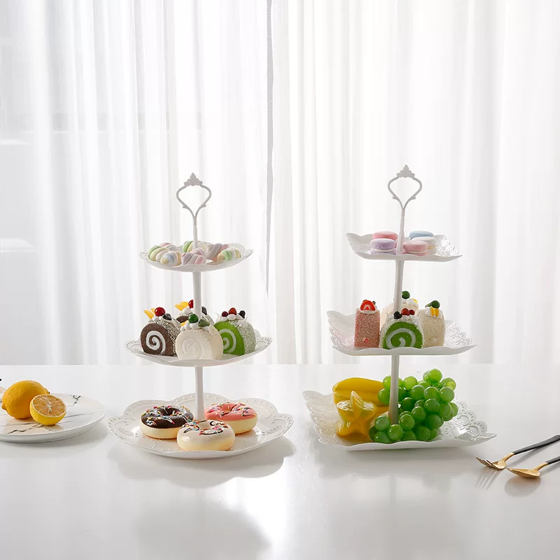 European -style three -layer fruit plate living room multi -layer cake shelf dry fruit plate afternoon tea subtitaic set dessert dessert ornaments