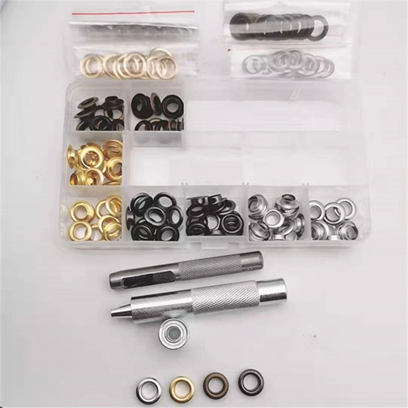 100 sets diámetro interior 8mm4 agujero de aire de color en caja multi-color callos en caja con herramientas de instalación traje para transfronteriza