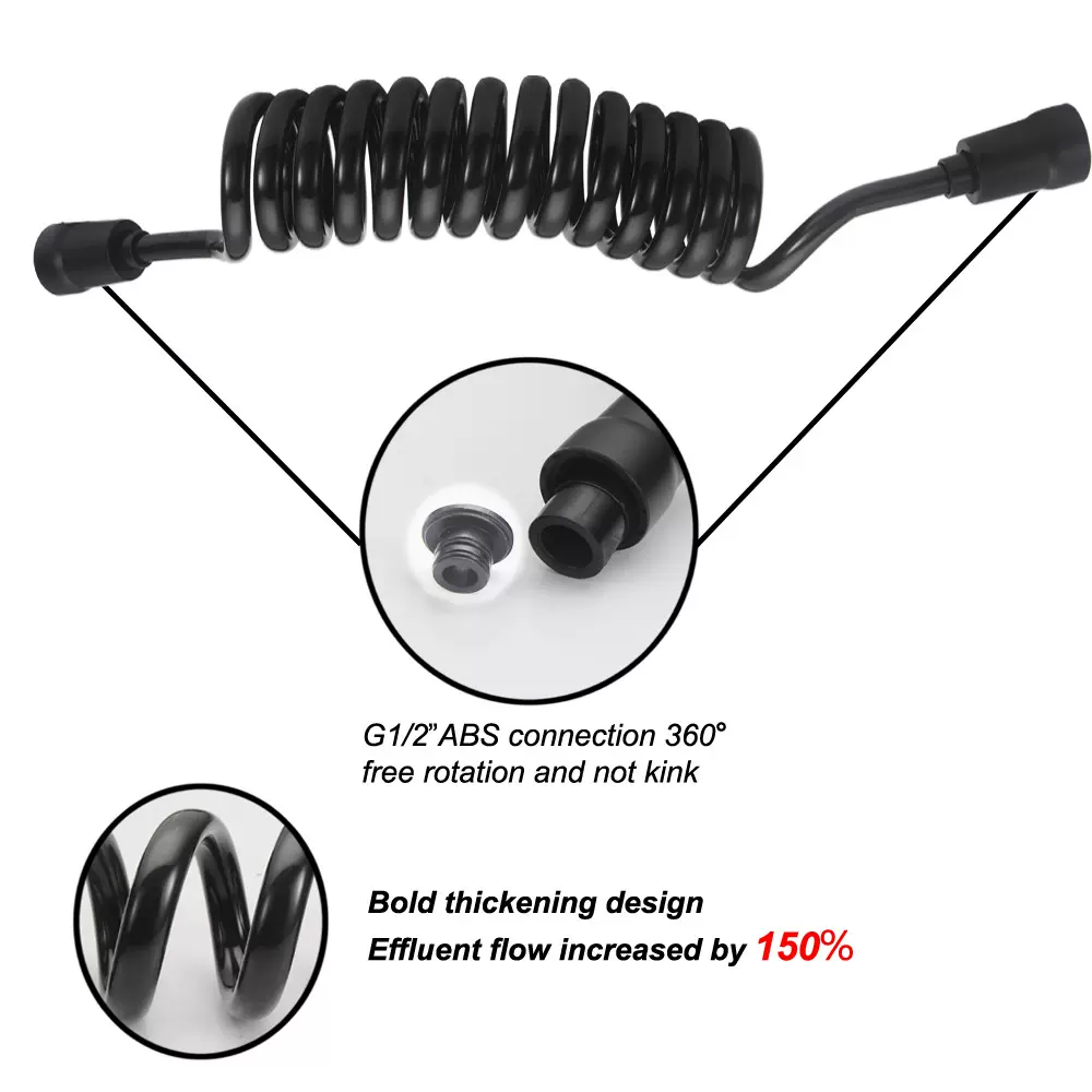 跨境黑色花洒淋浴软管伸缩弹簧电话线管妇洗器喷枪洗屁股连接软管