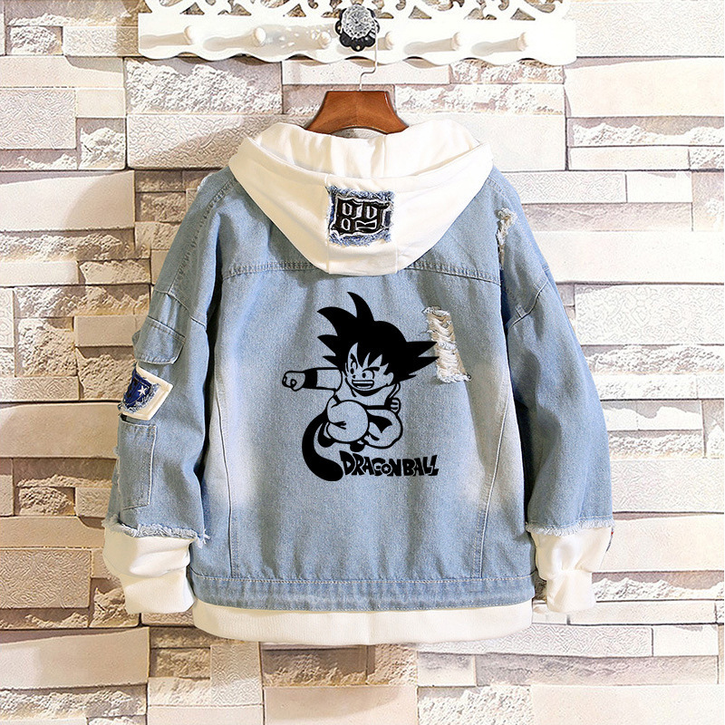 New Dragon Ball Super Wukong Autumn and Winter Casual Loose Denim Sweatshirt Coat Clothes