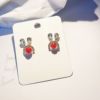 Silver needle, earrings, zirconium, silver 925 sample, Japanese and Korean, Korean style