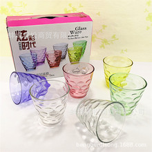 雨点杯六件套炫彩玻璃杯创意玻璃水杯二件套波点杯礼品会销展会