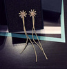 Long universal asymmetrical earrings from pearl with tassels, bright catchy style