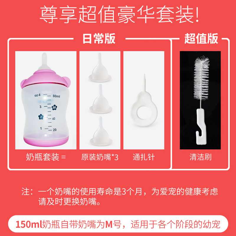 Nueva botella de alimentación del animal doméstico cachorro suave pezón recién nacido gatito perro conejo hámster dispositivo gato suministros