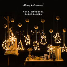 圣诞节装饰灯店铺橱窗饰品阳台窗户吸盘LED挂灯圣诞灯饰场景布置