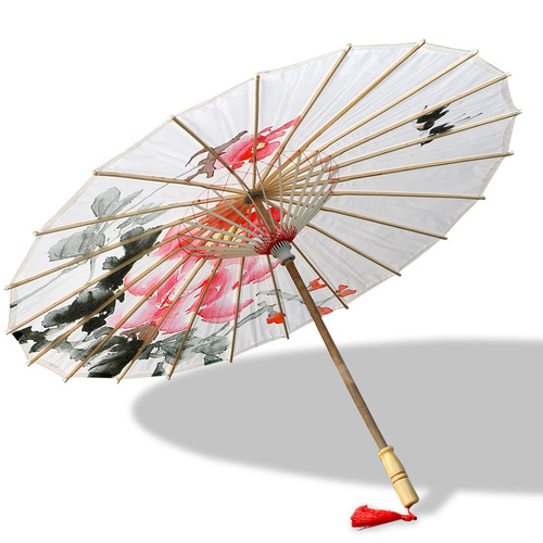 Oil paper umbrella tassels waterproof floral fabric umbrella, ancient style props umbrella, Hanfu dance umbrella, performance classical decorative umbrella, craft umbrella