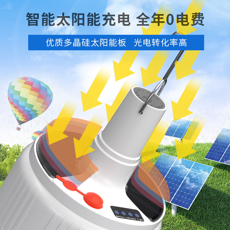 Transfronterizo Solar LED recargable bombilla de ahorro de energía de emergencia puesto de iluminación de emergencia mercado nocturno camping Luz de camping