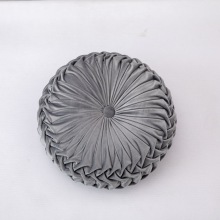 厂家跨境ins北欧坐垫圆形纯色办公室百搭靠枕手工褶皱地板抱枕