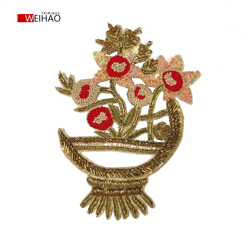 手缝刺绣服装胸章 背包布贴 印度丝立体刺绣章仔 源头厂家