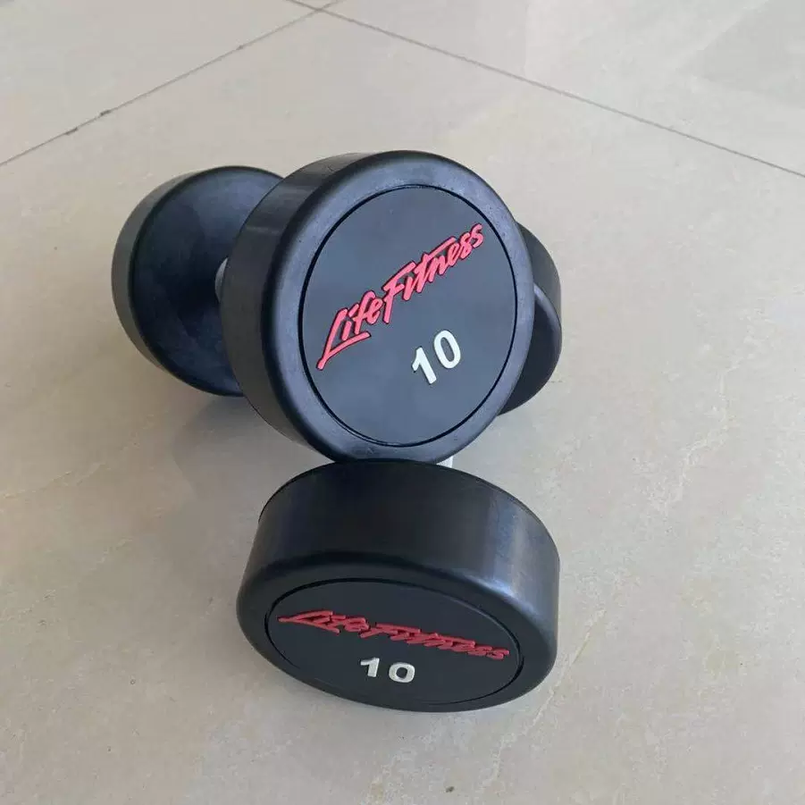 固定哑铃批发黑力健哑铃圆头哑铃包胶哑铃商用家用2.5kg-50kg