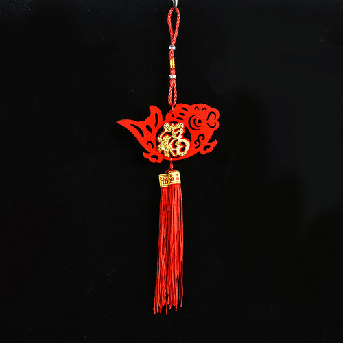 New Year's small pendant felt cloth with gold tassels Chinese knot small lantern with the word 