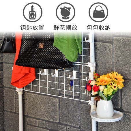Ceiling-supporting and ground-standing style clothes hanger, no drilling required, home entryway hanging clothes rack, multi-layer entrance hall storage rack, back-of-door clothing and hat storage