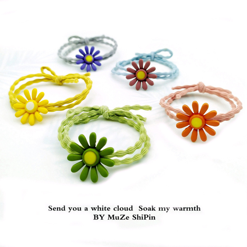 Korean style elegant children's hair accessories factory wholesale plant flower hair band Daisy rubber band 2 yuan store Internet celebrity headdress