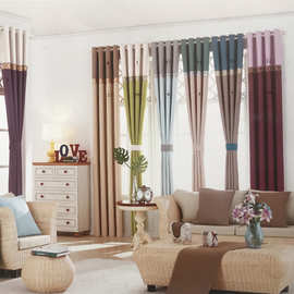 窗帘批发现代麻料可自由拼接客厅卧室遮光窗帘布设计飘窗现代简约