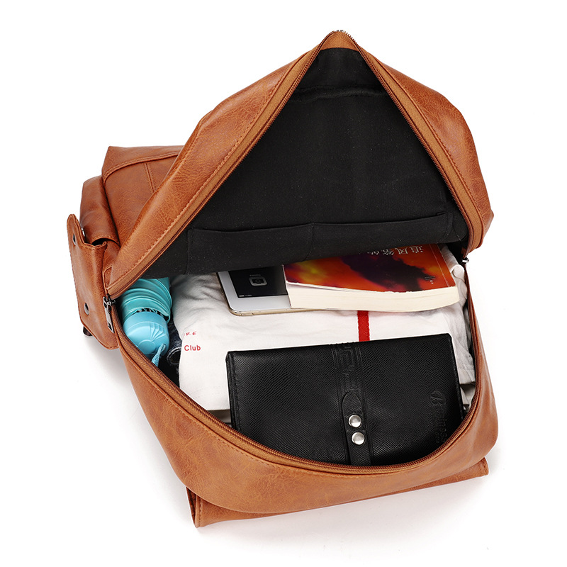 Especial transfronterizo para nuevo retro de cuero de LA PU mochila de moda de los hombres de la universidad del estudiante bolso de la computadora ocasional