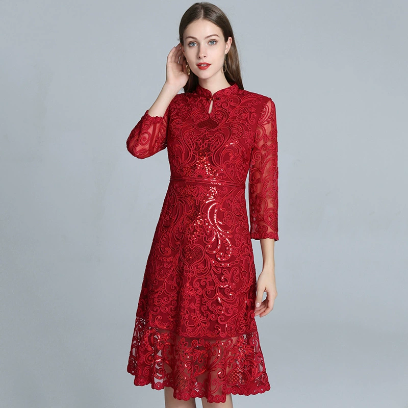 Фабрика прямой плюс размер платье Счастливая Мать-в-законе платье Женский Весна Тонкий измененный Cheongsam оптом