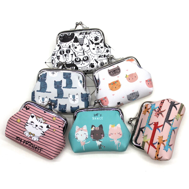 Kitten Printed Coin Purse Small Fresh Cartoon Student Wallet Women's Coin Bag Children's Hand Creative Bag