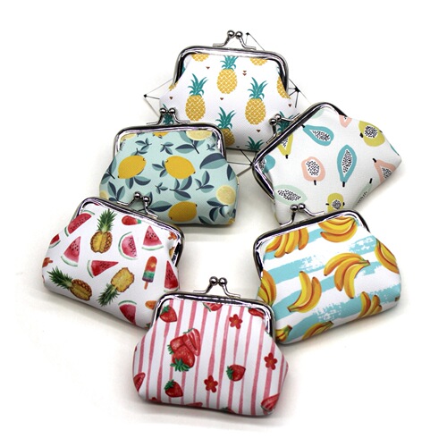 Small fresh fruit print coin purse, cute student small purse, ladies coin bag, children's hand gold bag